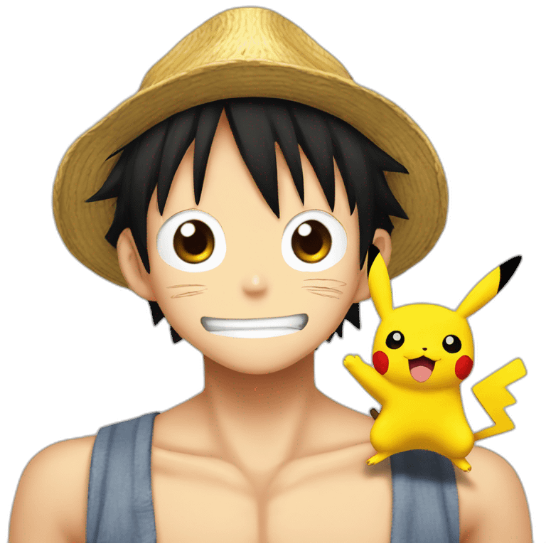 Monkey d luffy with pikachu emoji