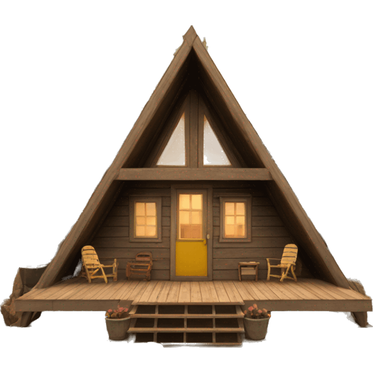 Vintage a-frame cabin with front deck emoji