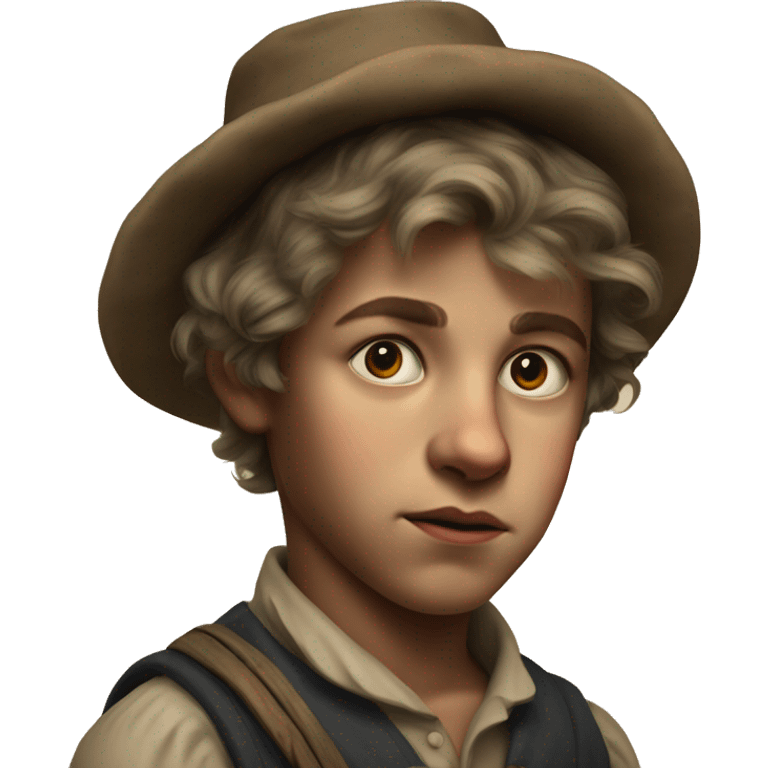 19th century peasant boy photorealistic serious emoji