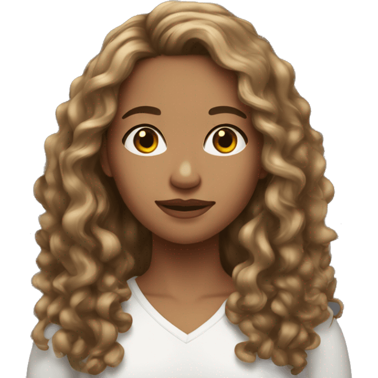 A young woman with light brown skin long curly brunette hair emoji