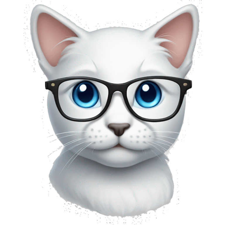 cute cat, glasses, blue eyes emoji