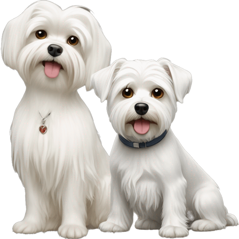  white maltese dog and biver York terrier   emoji