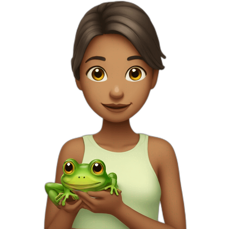 cute girl with frog emoji