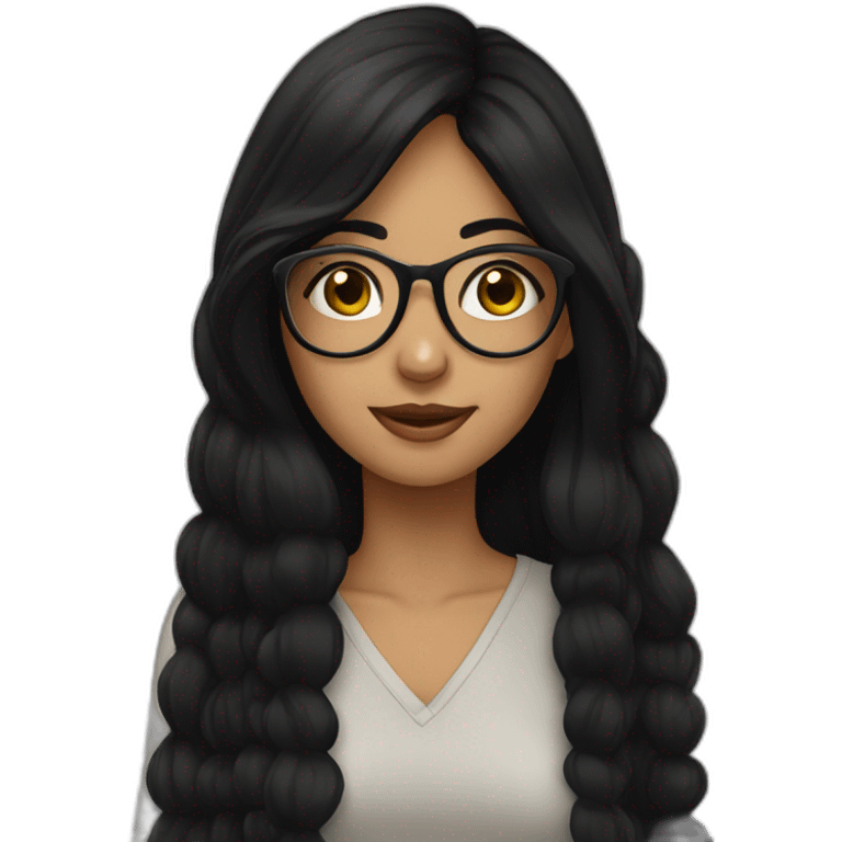 Arabe girl With glasses longue black hair emoji