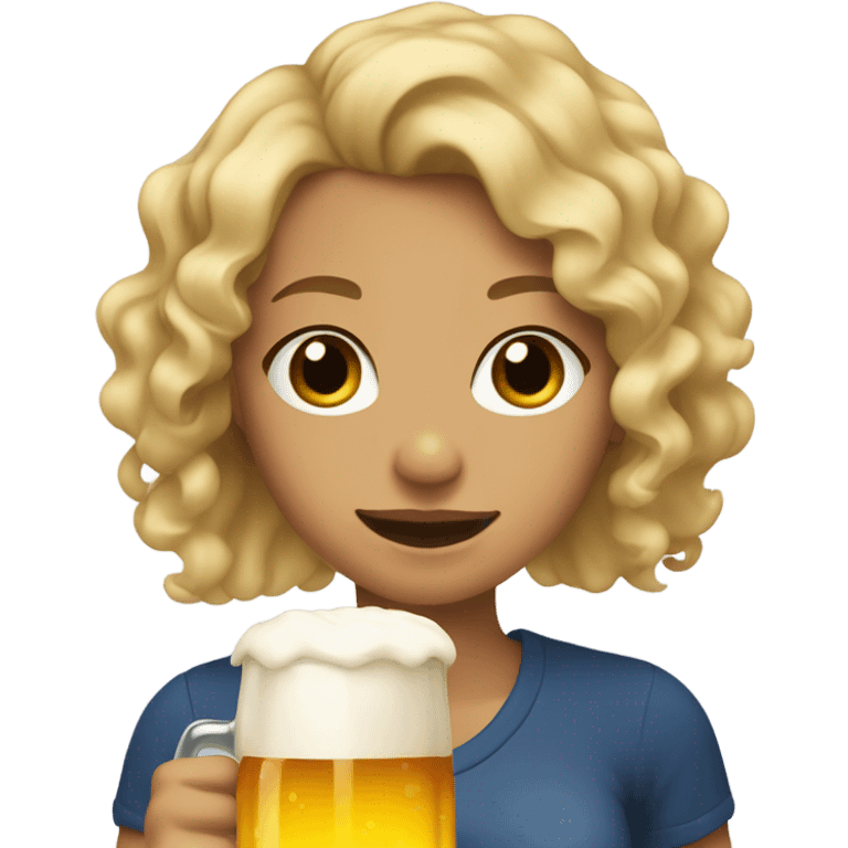 curly blonde mid tanned girl drinking beer emoji