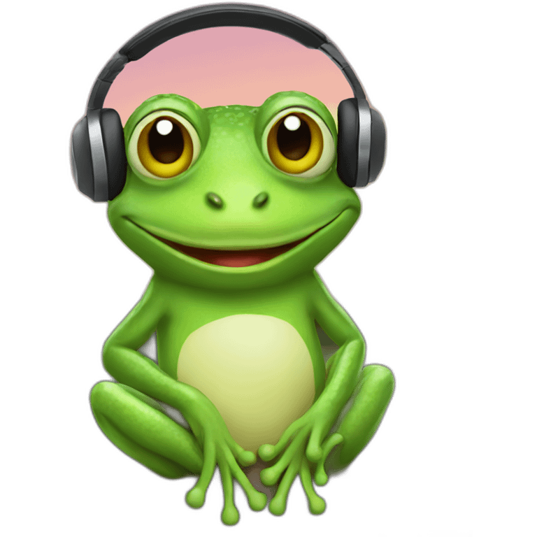 frog listening to music emoji