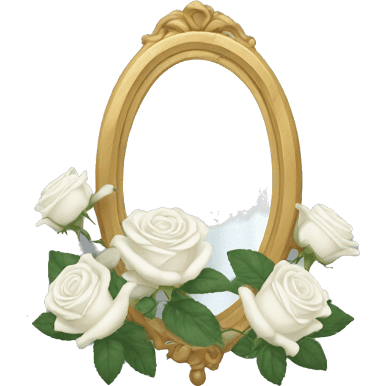 light academia mirror and white roses emoji