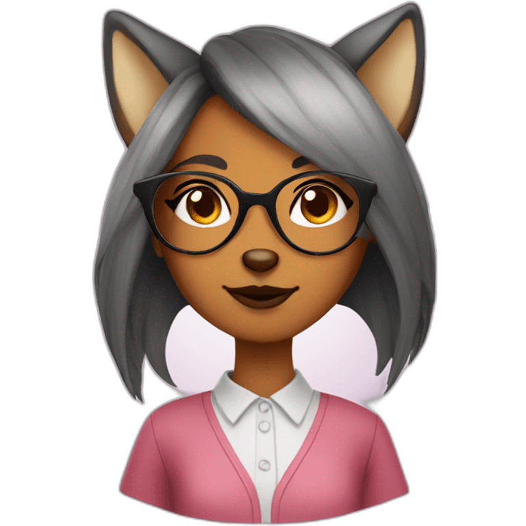 Transgender fox girl wearing round glasses emoji