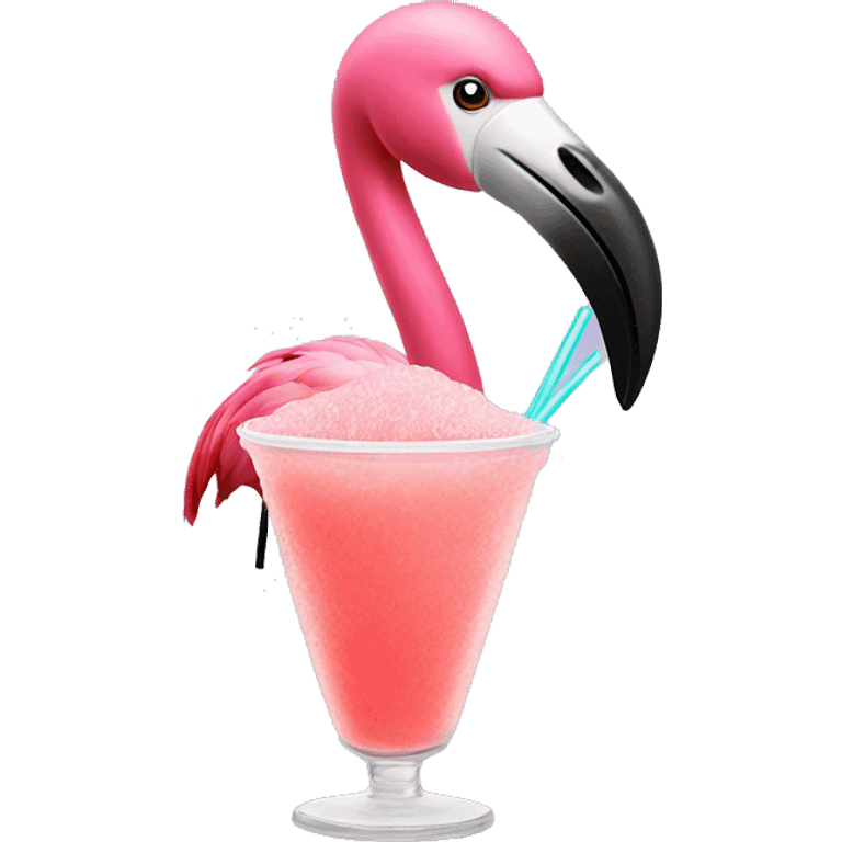 flamingo drinking a slushie emoji