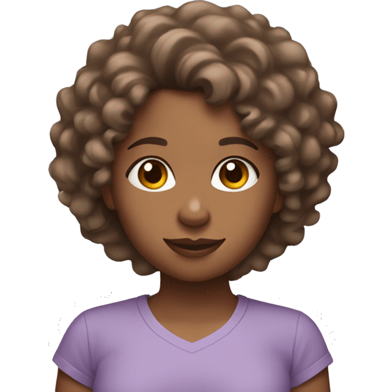 Brown girl with curly hair and light purple shirt emoji