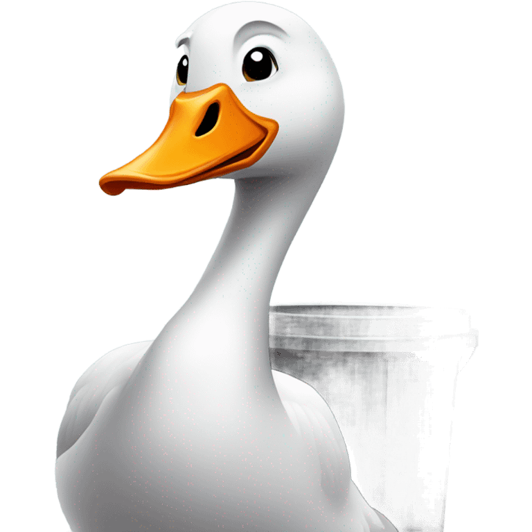 A goose carrying a dustbin  emoji