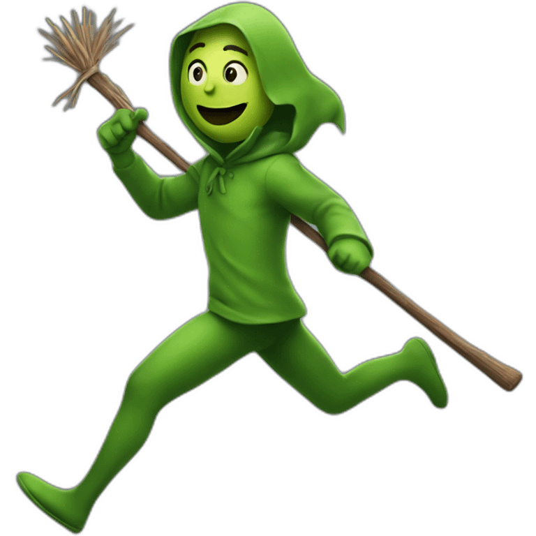 A green person holding a stick and running after a thief emoji