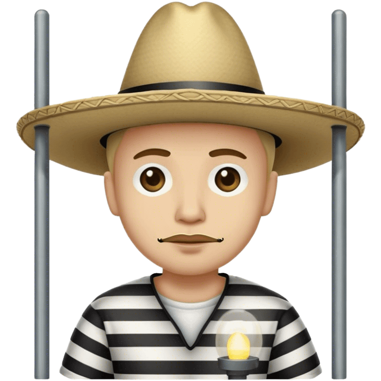 Prisoner in jail wearing sombrero  emoji