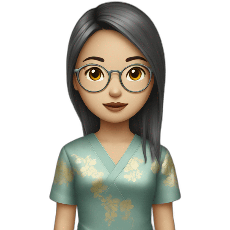 Girl with metal glasses and Vietnamese clothing emoji