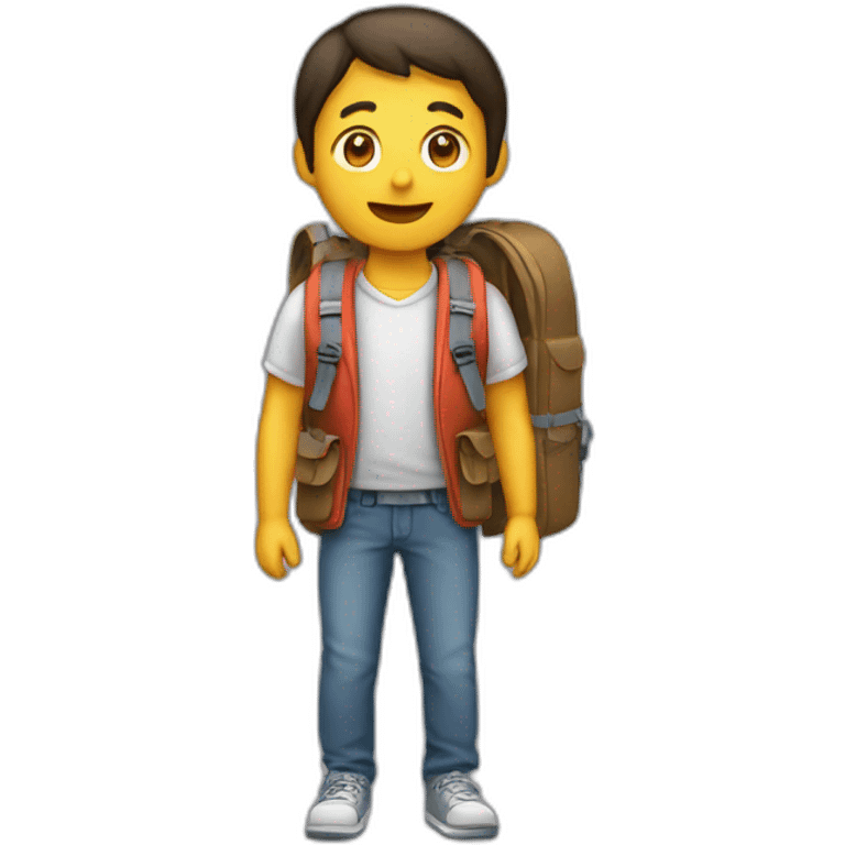 a person backwards with a backpack on emoji