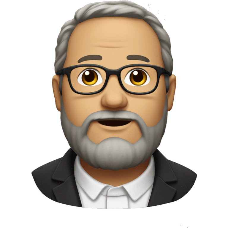 Middle-aged fat man with bushy beard and glasses as a pastor emoji