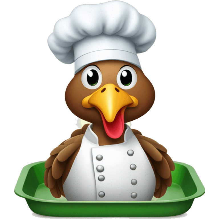 turkey chef with green tray emoji