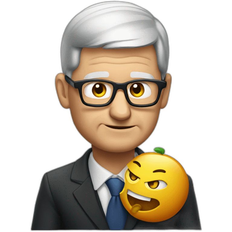 Tim Cook choking on a glizzy emoji