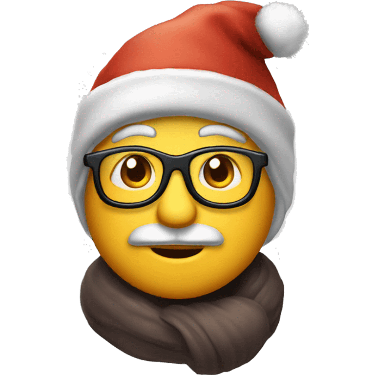 Père Noël mignon avec un tuque et lunettes dorées  emoji