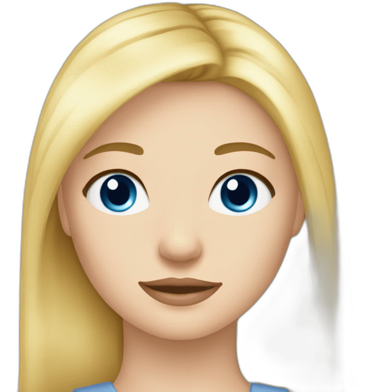 Blue eyes blonde girl bangs and queue de cheval emoji