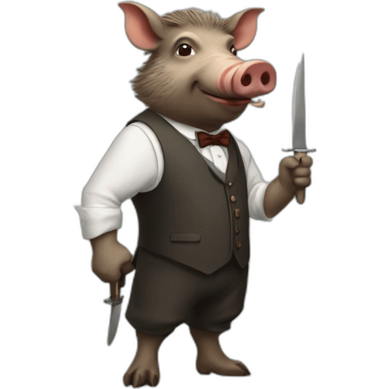 well dressed boar with knifes emoji