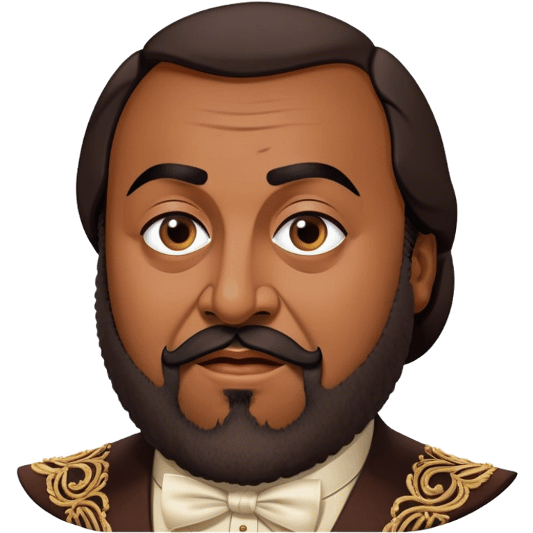 Cinematic Realistic Luciano Pavarotti Portrait Emoji, depicted as a charismatic operatic tenor with expressive eyes and commanding stage presence, rendered with rich elegant textures and warm theatrical lighting that captures his timeless vocal brilliance. emoji