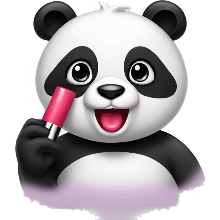 Panda holding lipstick emoji