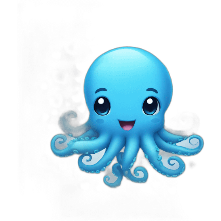 cute blue kraken with adorable face with many hearts around emoji