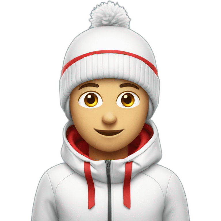 white skier wearing red bobble beany emoji