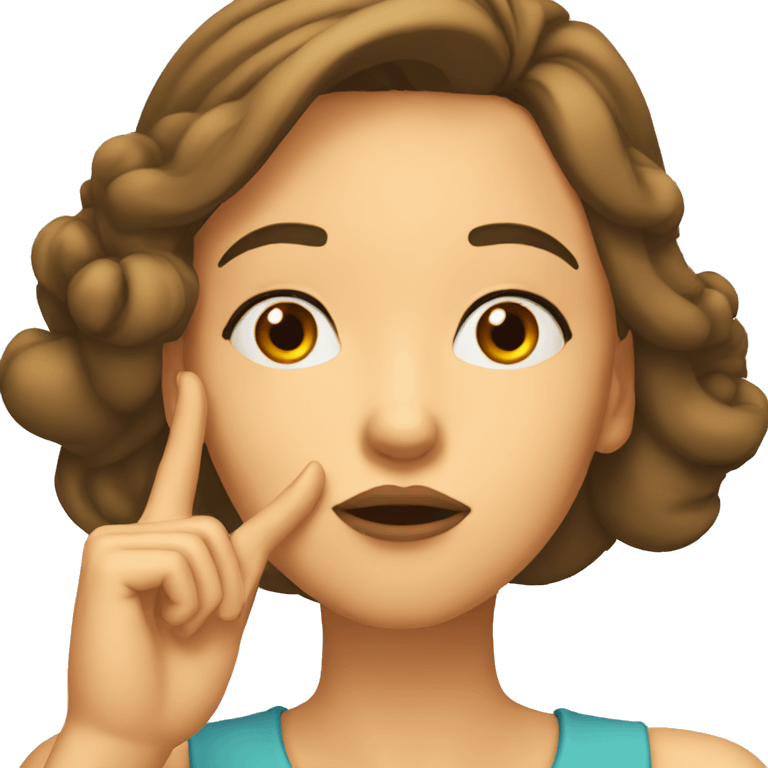 Woman whistling with her thumb and finger in mouth, slanted eyebrows, closed eyes emoji