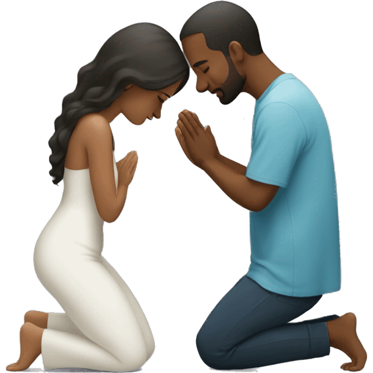 Woman praying on knees in front of man emoji