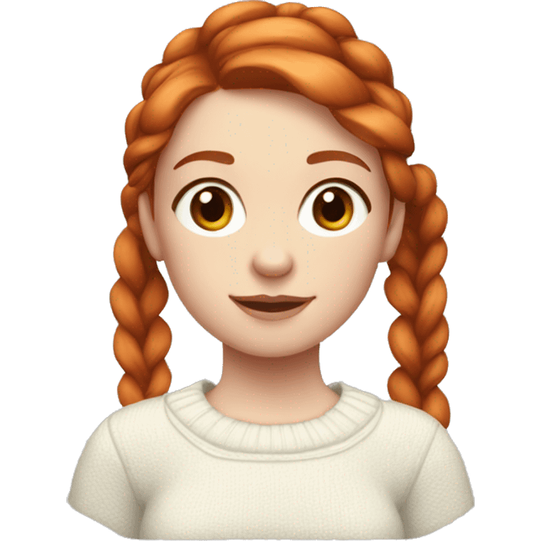 Red-haired girl in low ponytails with pale skin white sweater emoji