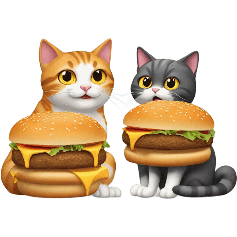 2 Cats eating burgers emoji