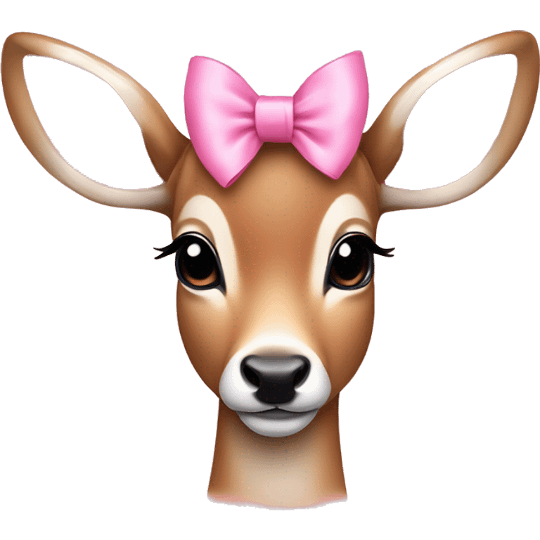 Coquette cute deer with pink bows on their head emoji