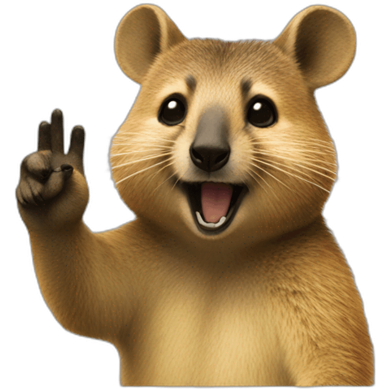 A quokka shows the Satan salute emoji