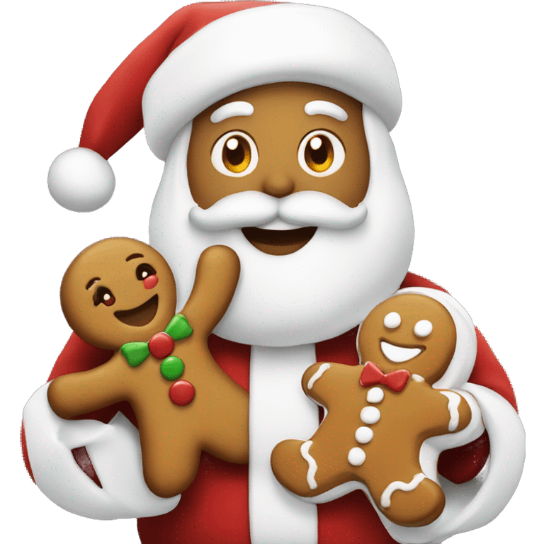 santa eating a gingerbread man emoji