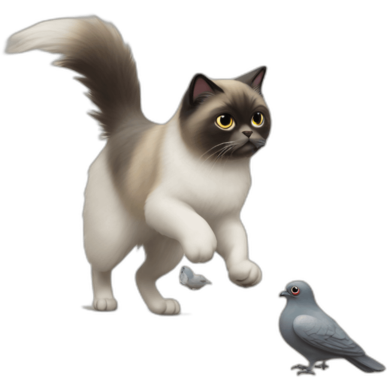 himalayan cat hunting pigeon emoji