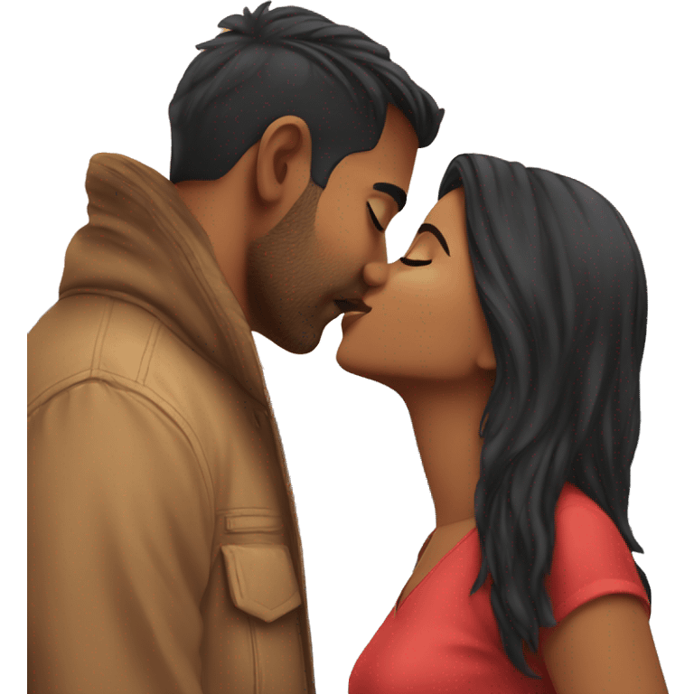 short Indian girlfriend kissing her american boyfriend emoji