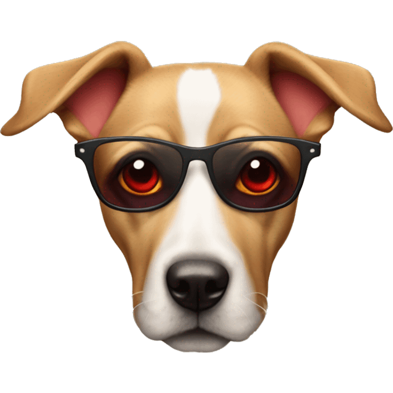 Perro con lentes rojos emoji