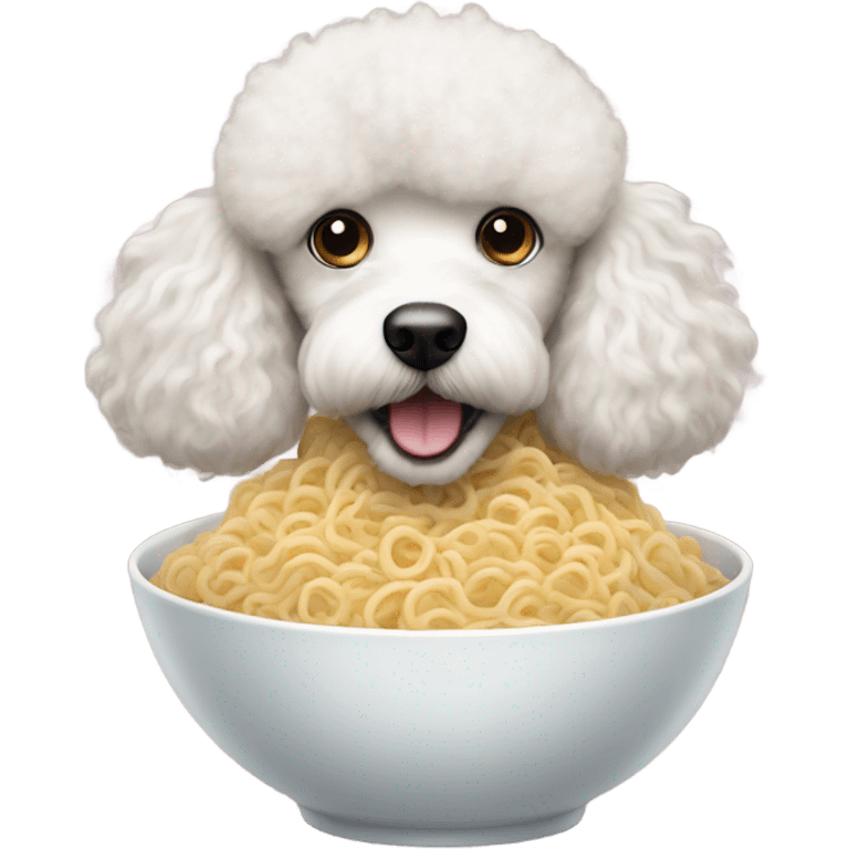 Poodle eating noodles emoji