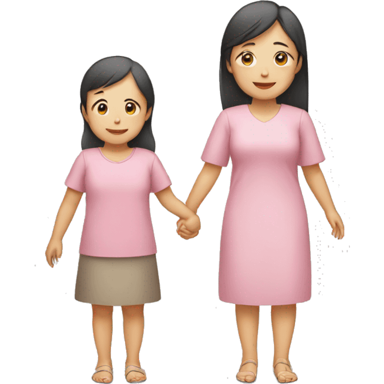 asian mother and daughter holding hands emoji