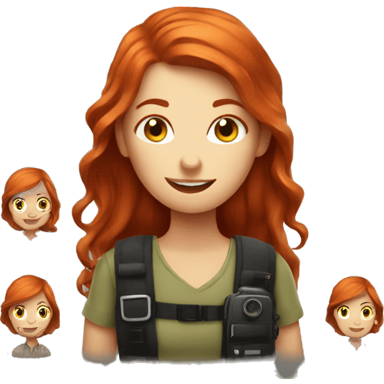 Redhead women travel photographer emoji