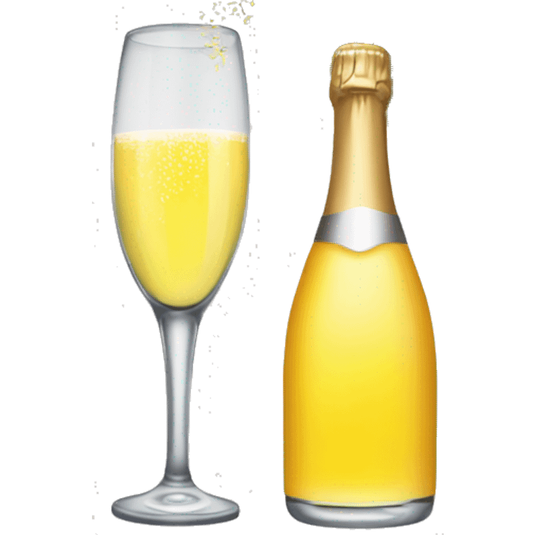 Mimosa in glass with champagne bottle emoji