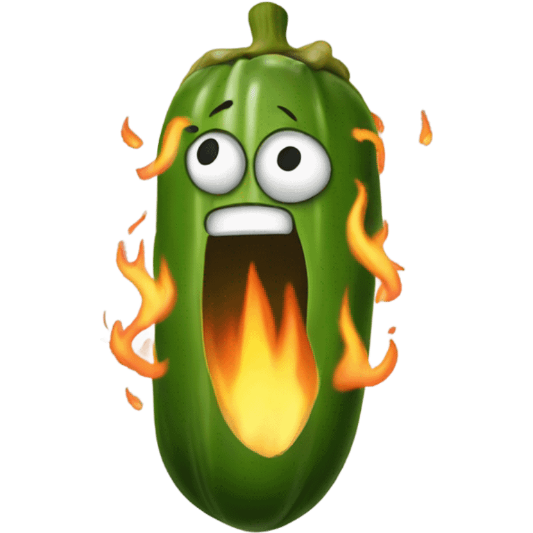 A pickle on Fire emoji