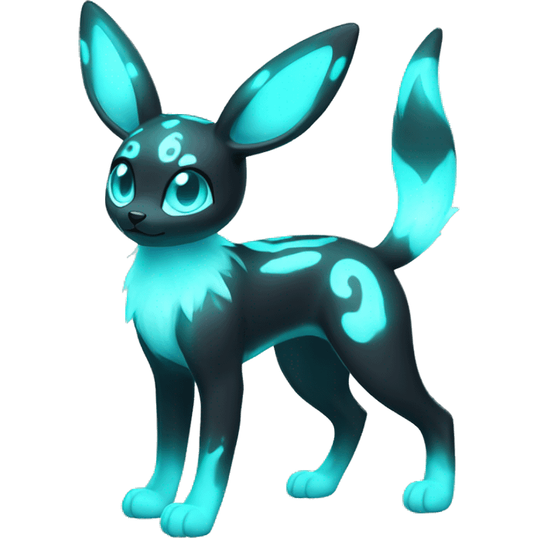 White Shiny Pastel Umbreon with glowing cyan markings full body emoji