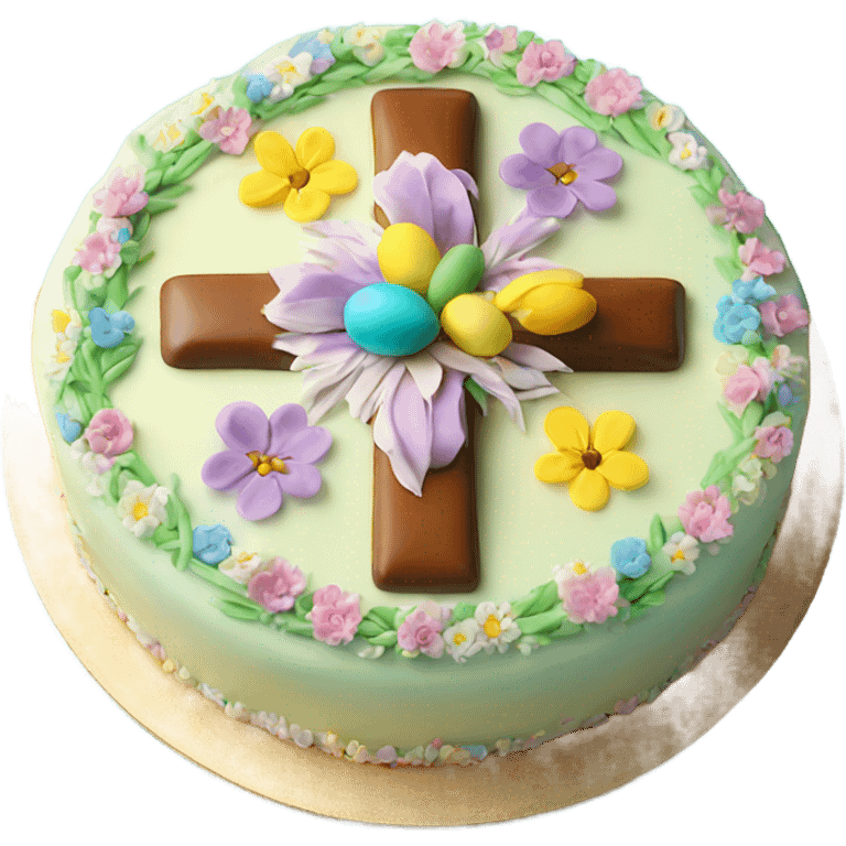 beautifully decorated Easter cross cake emoji