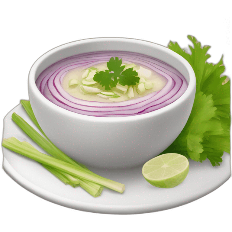 hot soup with the following ingredients sliced red onions, albacore, celery and yucca emoji