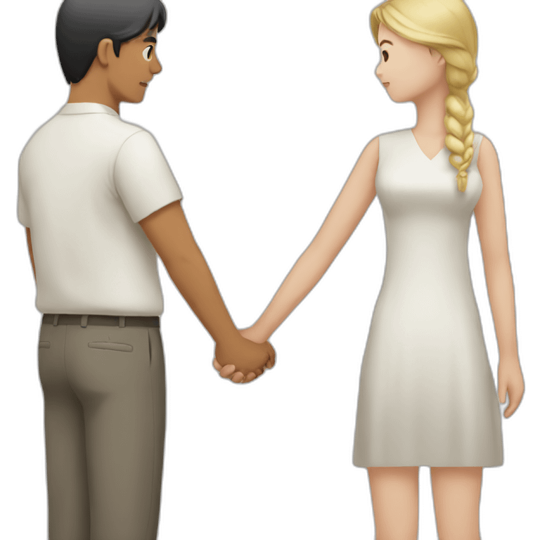 Asian male white female holding hands emoji