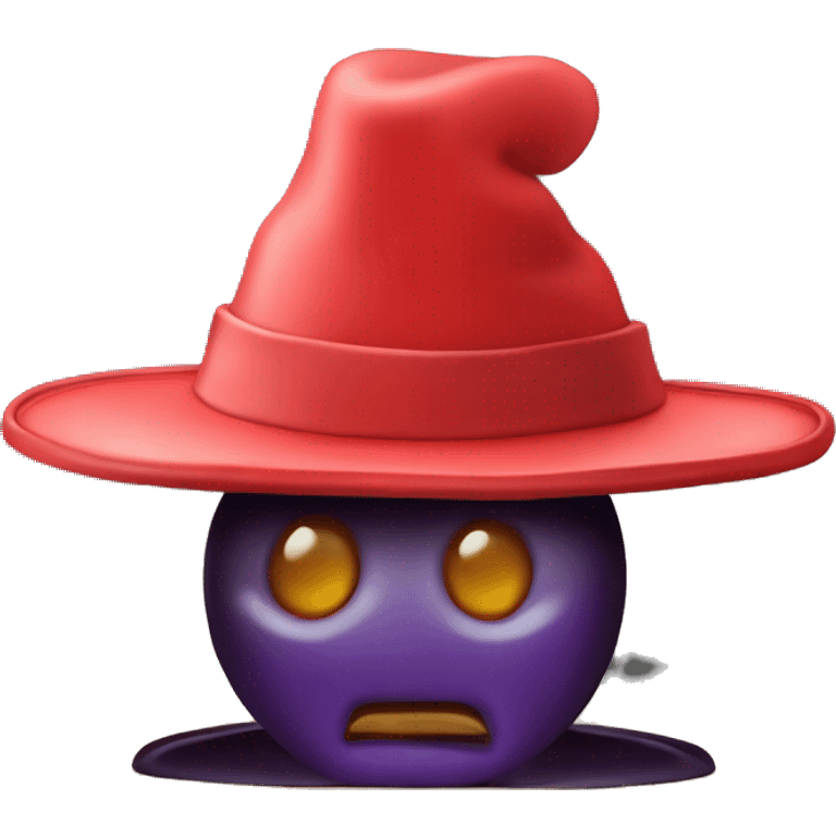 red Magic hat in front of computer emoji