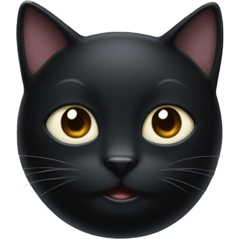 Fully black cat with a small white spot on its stomach emoji